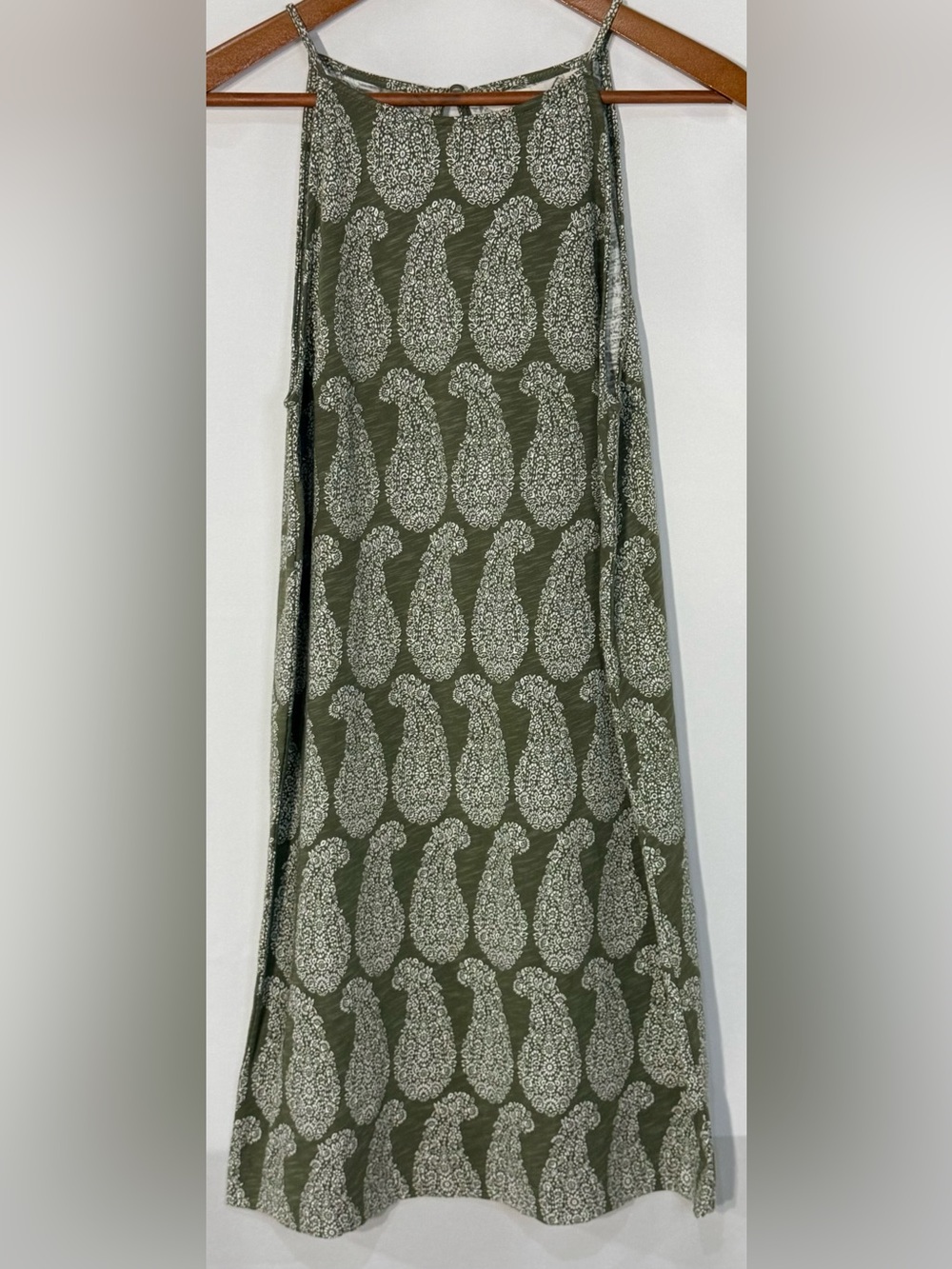 Boden Olive Green Paisley Print Sleeveless Shift Dress US 6 UK 10 NWT - Picture 3 of 6